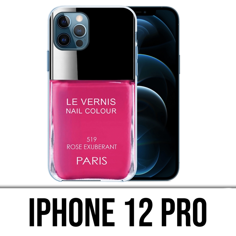 Coque iPhone 12 Pro - Vernis Paris Rose