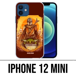Custodia per iPhone 12 mini - Star Wars Mandalorian Yoda Fanart