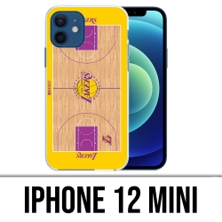 Coque iPhone 12 mini - Terrain Besketball Lakers Nba