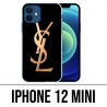 Custodia per iPhone 12 mini - Ysl Yves Saint Laurent logo dorato