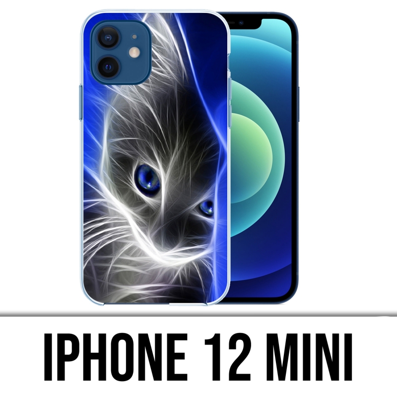 Custodia per iPhone 12 mini - Gatto occhi blu