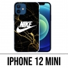 Coque iPhone 12 mini - Nike Logo Gold Marbre