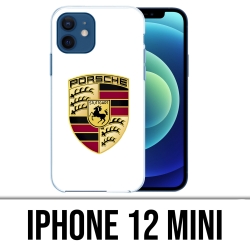 Coque iPhone 12 mini - Porsche Logo Blanc