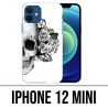 IPhone 12 mini Case - Skull Head Roses Black White