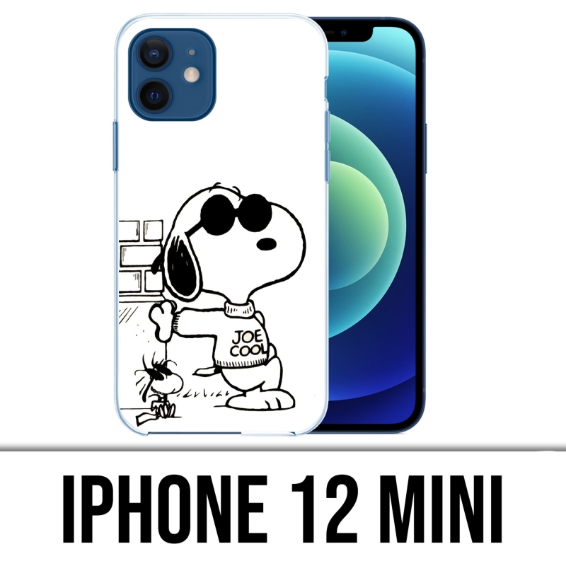 Custodia per iPhone 12 mini - Snoopy nero bianco