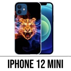 Coque iPhone 12 mini - Tigre Flammes
