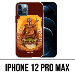 Coque iPhone 12 Pro Max - Star Wars Mandalorian Yoda Fanart