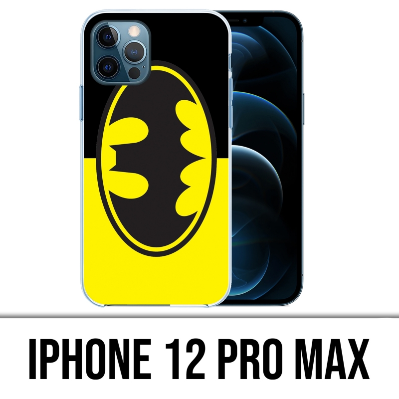 Coque iPhone 12 Pro Max - Batman Logo Classic Jaune Noir