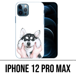 Coque iPhone 12 Pro Max - Chien Husky Joues