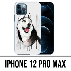 Coque iPhone 12 Pro Max - Chien Husky Splash
