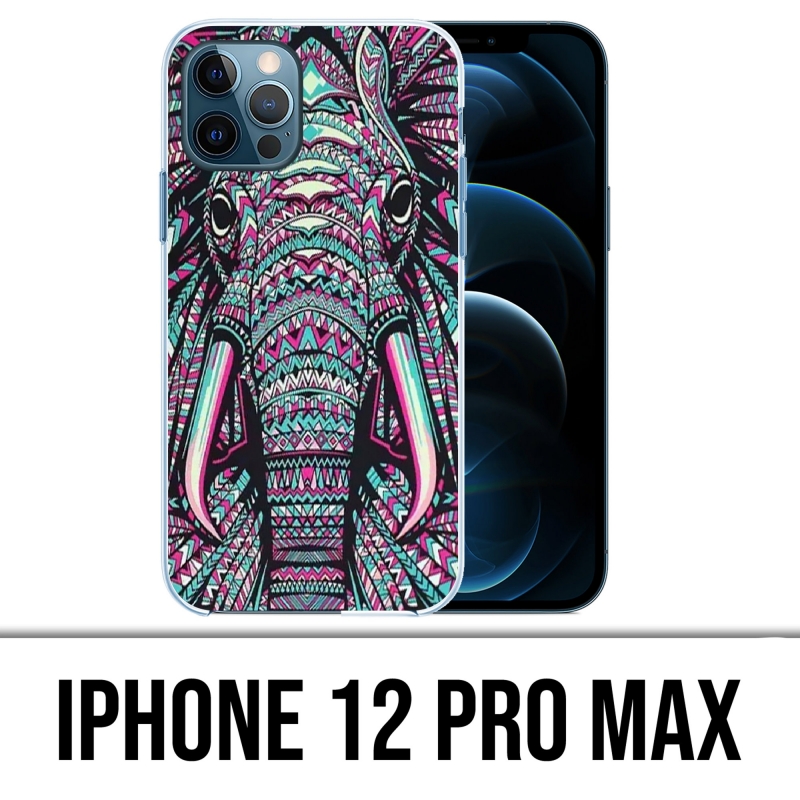 IPhone 12 Pro Max Case - Colorful Aztec Elephant