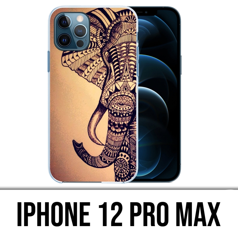 IPhone 12 Pro Max Case - Vintage Aztec Elephant