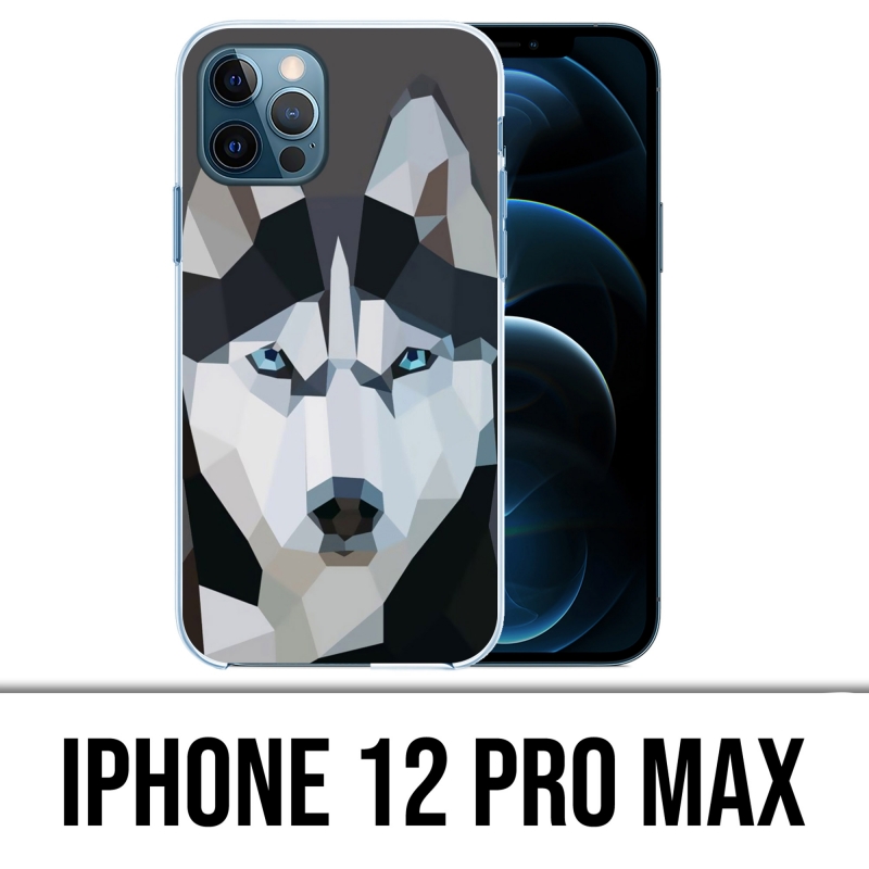 Coque iPhone 12 Pro Max - Loup Husky Origami