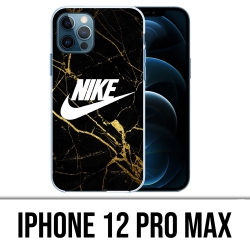 Coque iPhone 12 Pro Max - Nike Logo Gold Marbre