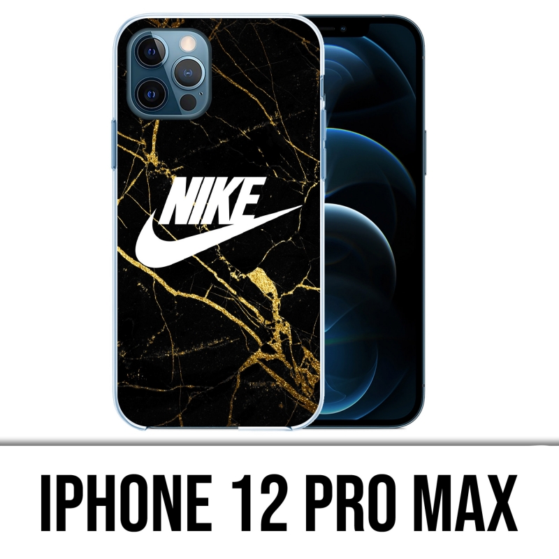 Custodia per iPhone 12 Pro Max - Nike Logo Gold Marble