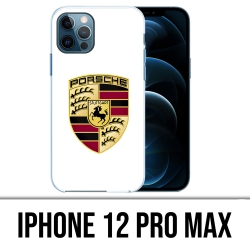 Coque iPhone 12 Pro Max - Porsche Logo Blanc
