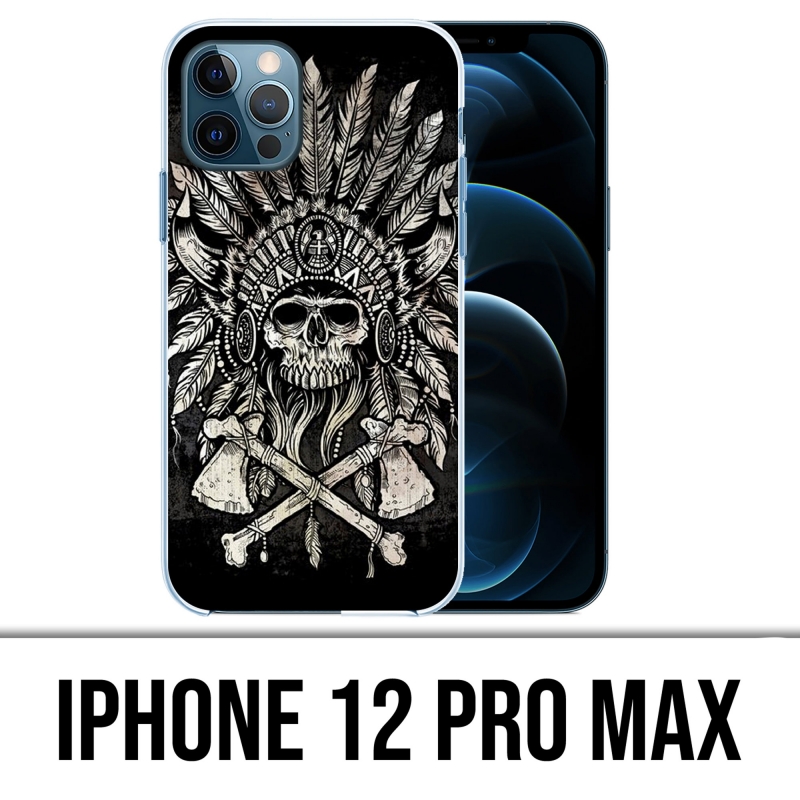 Funda para iPhone 12 Pro Max - Plumas de cabeza de calavera