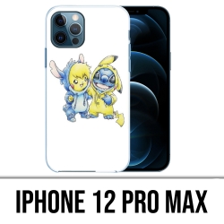 Coque iPhone 12 Pro Max - Stitch Pikachu Bébé