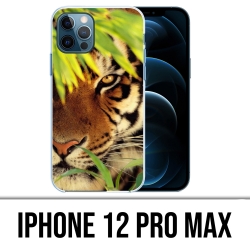 Coque iPhone 12 Pro Max - Tigre Feuilles