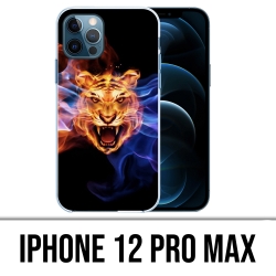 Coque iPhone 12 Pro Max - Tigre Flammes