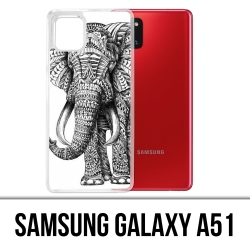Samsung Galaxy A51 Case - Aztec Elephant Black And White