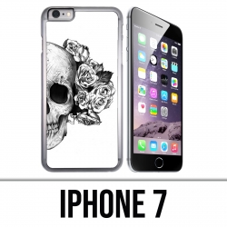 Funda iPhone 7 - Skull Head Roses Negro Blanco