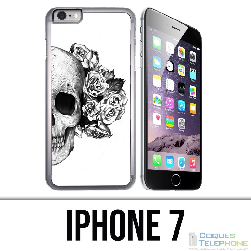 IPhone 7 Case - Skull Head Roses Black White