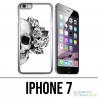 Custodia per iPhone 7 - Testa di teschio rose nero bianco