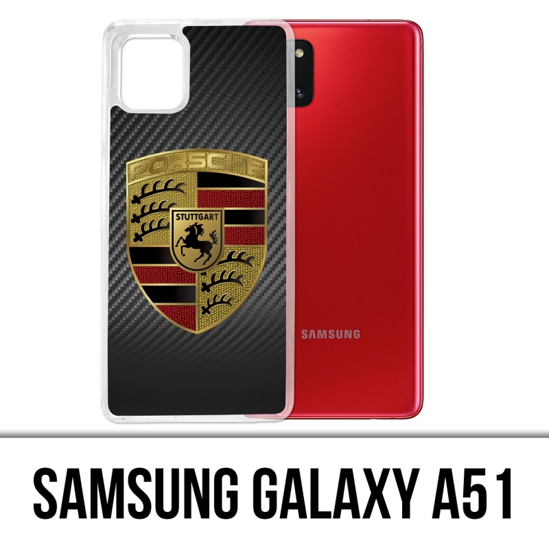 Carcasa Samsung Galaxy A51 - Porsche Logo Carbon