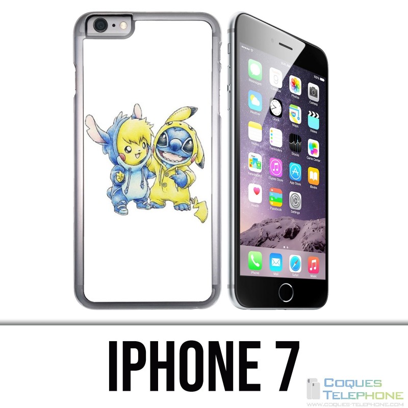 Coque iPhone 7 - Stitch Pikachu Bébé