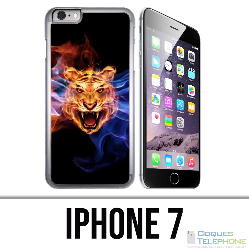 Coque iPhone 7 - Tigre Flammes