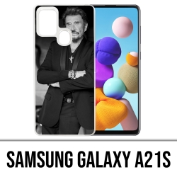 Funda Samsung Galaxy A21s - Johnny Hallyday Negro Blanco