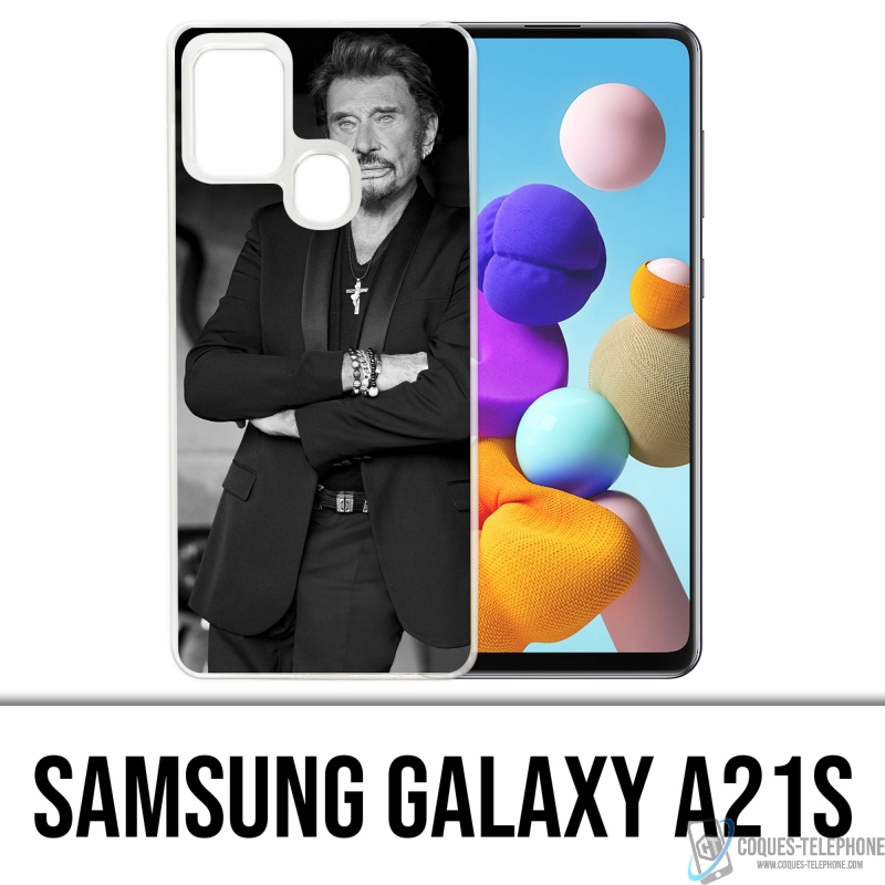 Coque Samsung Galaxy A21s - Johnny Hallyday Noir Blanc