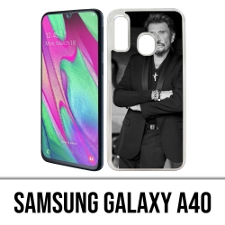 Coque Samsung Galaxy A40 - Johnny Hallyday Noir Blanc