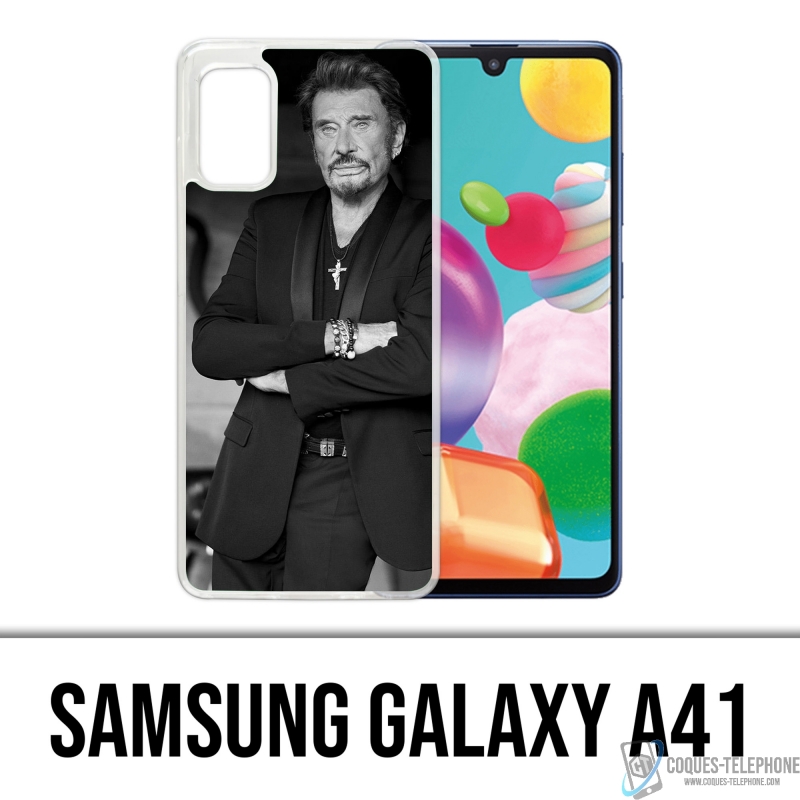 Coque Samsung Galaxy A41 - Johnny Hallyday Noir Blanc