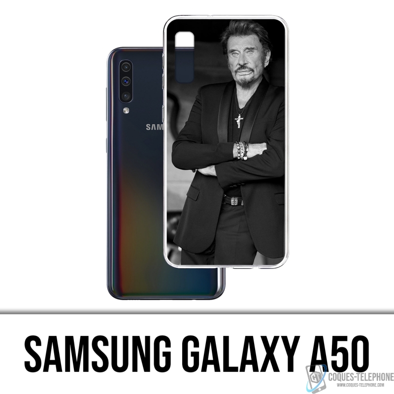 Funda Samsung Galaxy A50 - Johnny Hallyday Negro Blanco