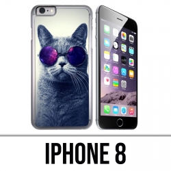 Coque iPhone 8 - Chat Lunettes Galaxie