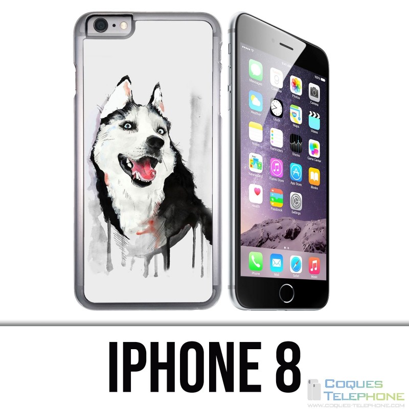 Coque iPhone 8 - Chien Husky Splash