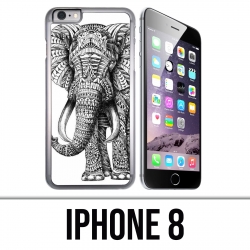 Coque iPhone 8 - Eléphant Aztèque Noir Et Blanc