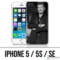 Custodia per iPhone 5, 5S e SE - Johnny Hallyday nero bianco