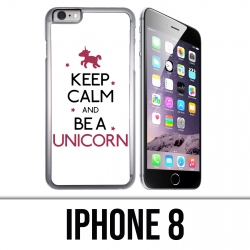 Coque iPhone 8 - Keep Calm Unicorn Licorne