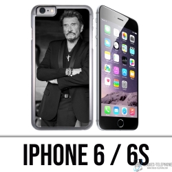 Coque iPhone 6 et 6S - Johnny Hallyday Noir Blanc