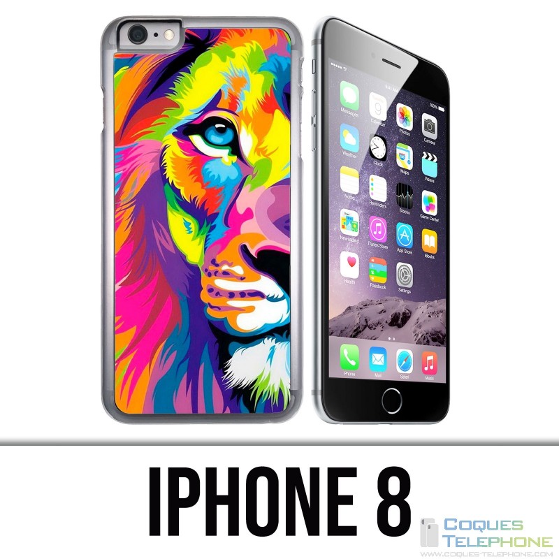 Coque iPhone 8 - Lion Multicolore