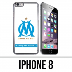 Coque iPhone 8 - Logo Om Marseille Blanc