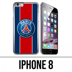 Coque iPhone 8 - Logo Psg New Bande Rouge