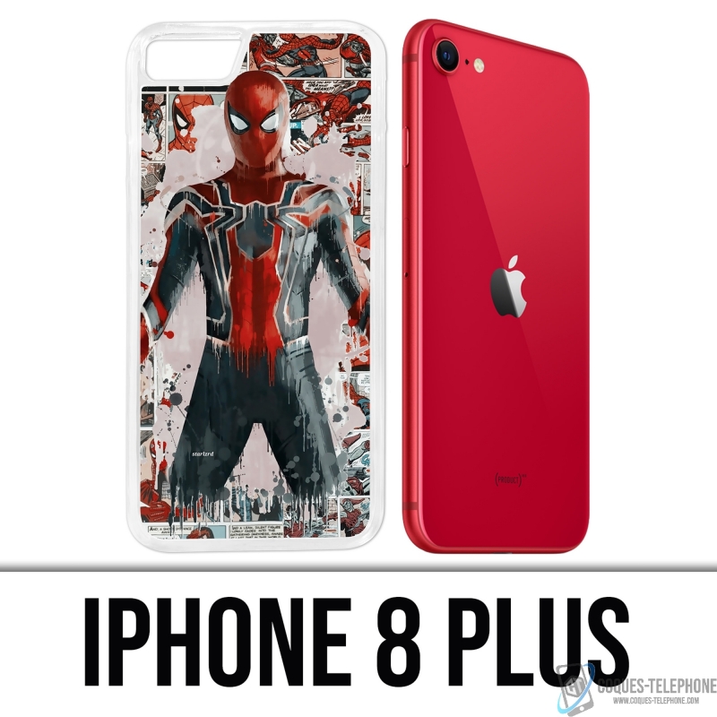 Coque iPhone 8 Plus - Spiderman Comics Splash