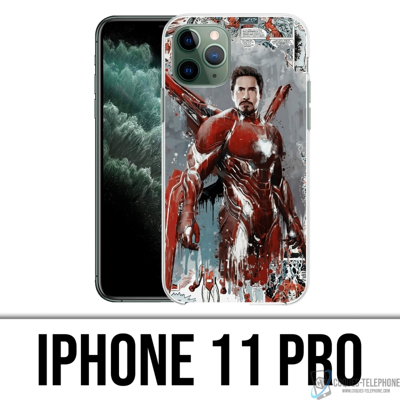 Coque iPhone 11 Pro - Iron Man Comics Splash