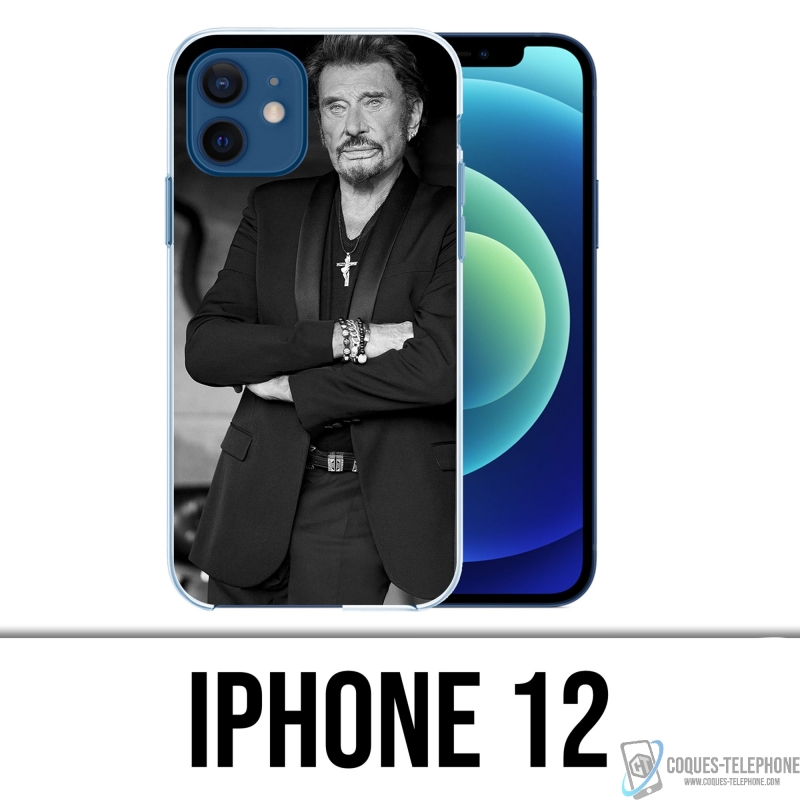 IPhone 12 Case - Johnny Hallyday Schwarz Weiß