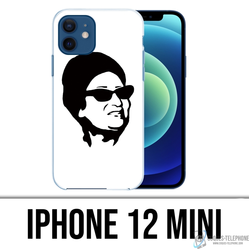 Coque iPhone 12 mini - Oum Kalthoum Noir Blanc