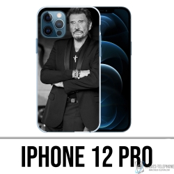 Coque iPhone 12 Pro - Johnny Hallyday Noir Blanc